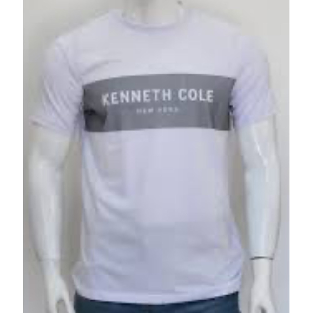 Kenneth Cole New York White Graphic Logo Chest Band T-Shirt Big & Tall